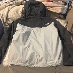 The North Face Two-Tone Hooded Shell Jacket - Black & Light Gray